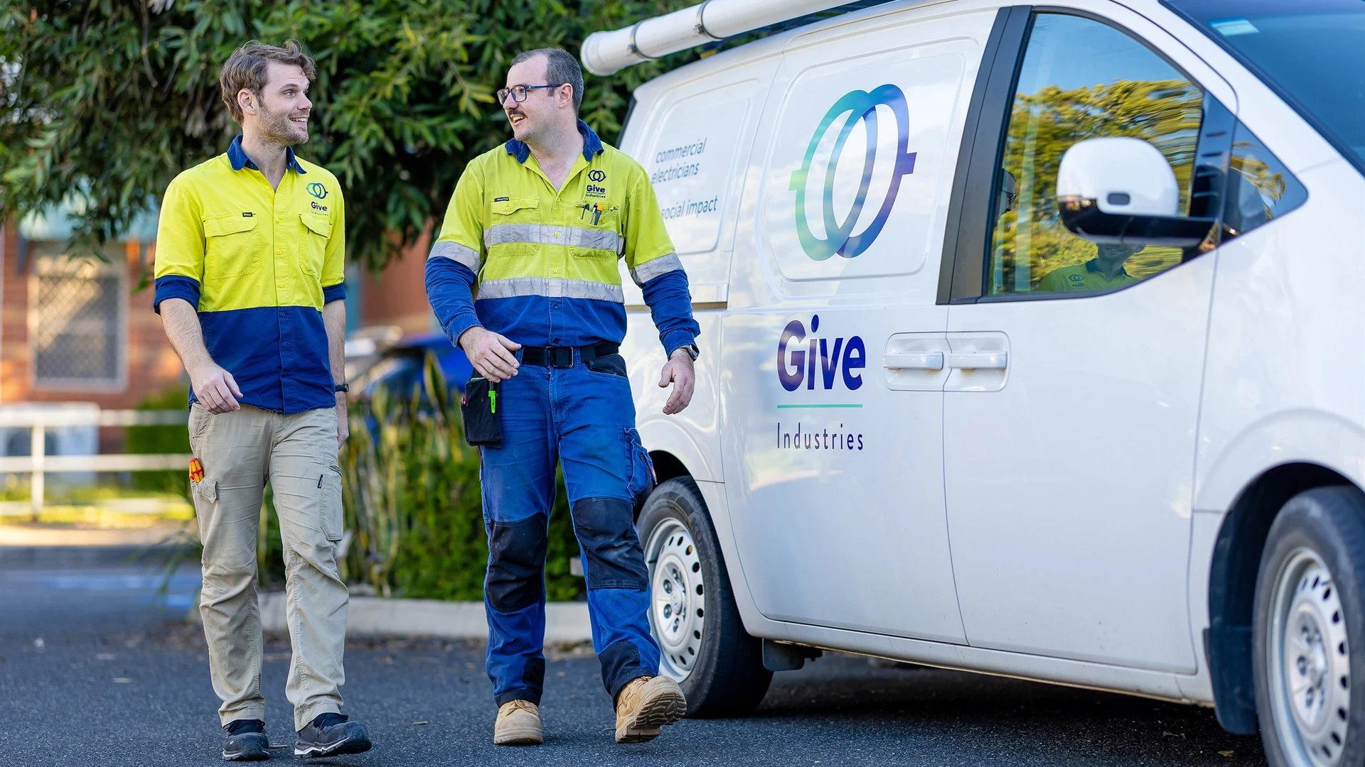 Give Industries electrician on site