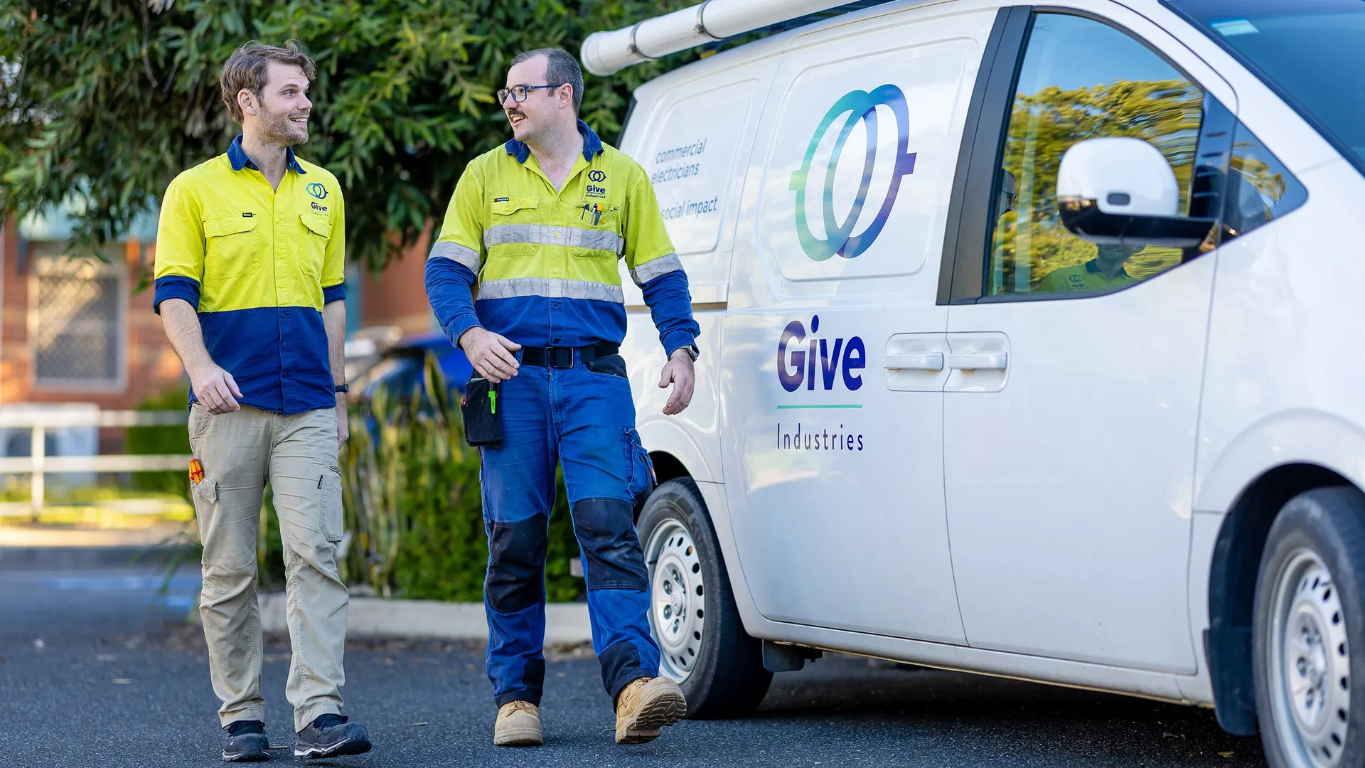 Give Industries electrician on site
