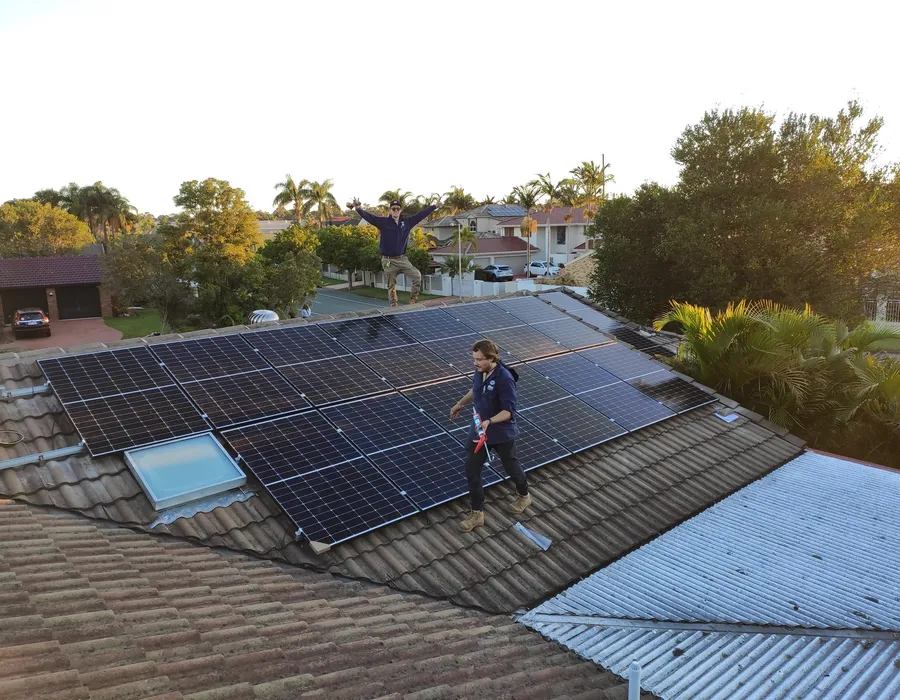 Give Industries electrician reviewing a household energy system